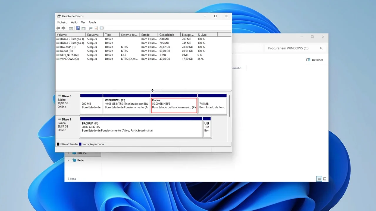 criar partição windows